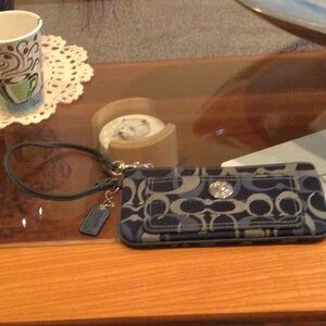 Coach Blue Patterned Phone Wristlet